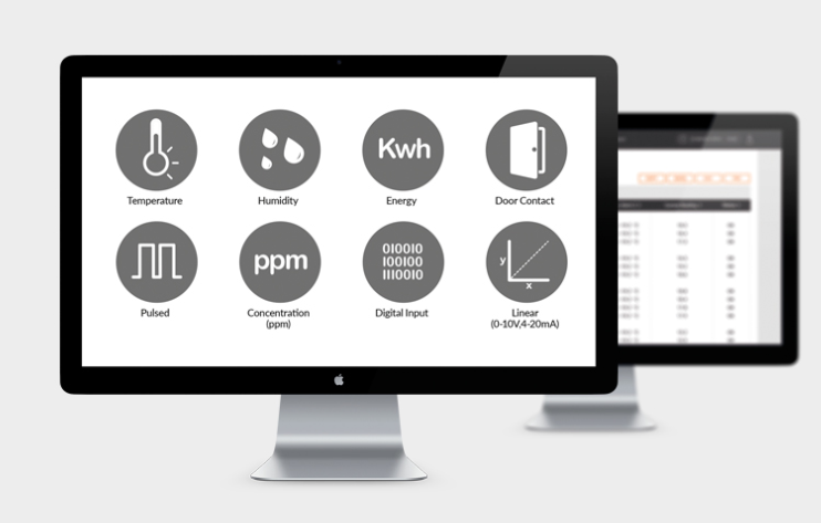 Wireless sensors measurement including temperature, humidity, pulsed and energy.